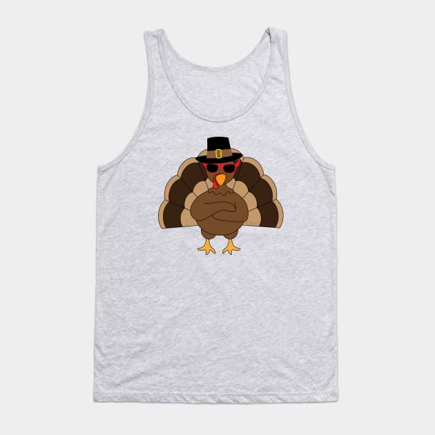 Cool Turkey with sunglasses Happy Thanksgiving Tank Top by PLdesign